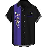 YBHUO Mens Mardi Gras Shirt Print Short Sleeve Hawaiian Bowling Casual Button Down Beach Shirts