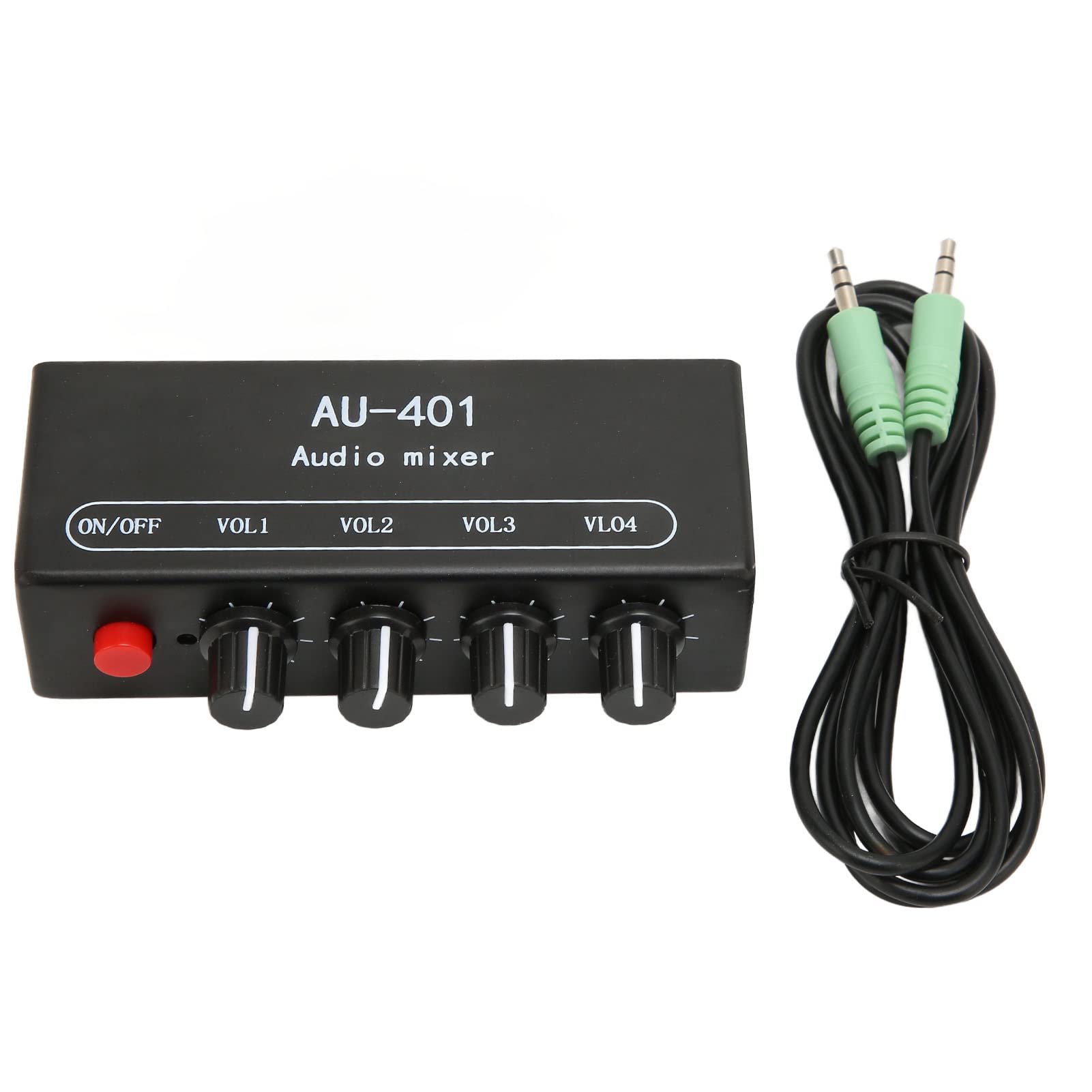 Stereo Mini Audio Mixer, 4 Channel Portable Line Mixer, 4 in 1 Out Stereo Mixer With 3.5mm Sound Cable, Independent Volume Control for Headphone Amplifier PC