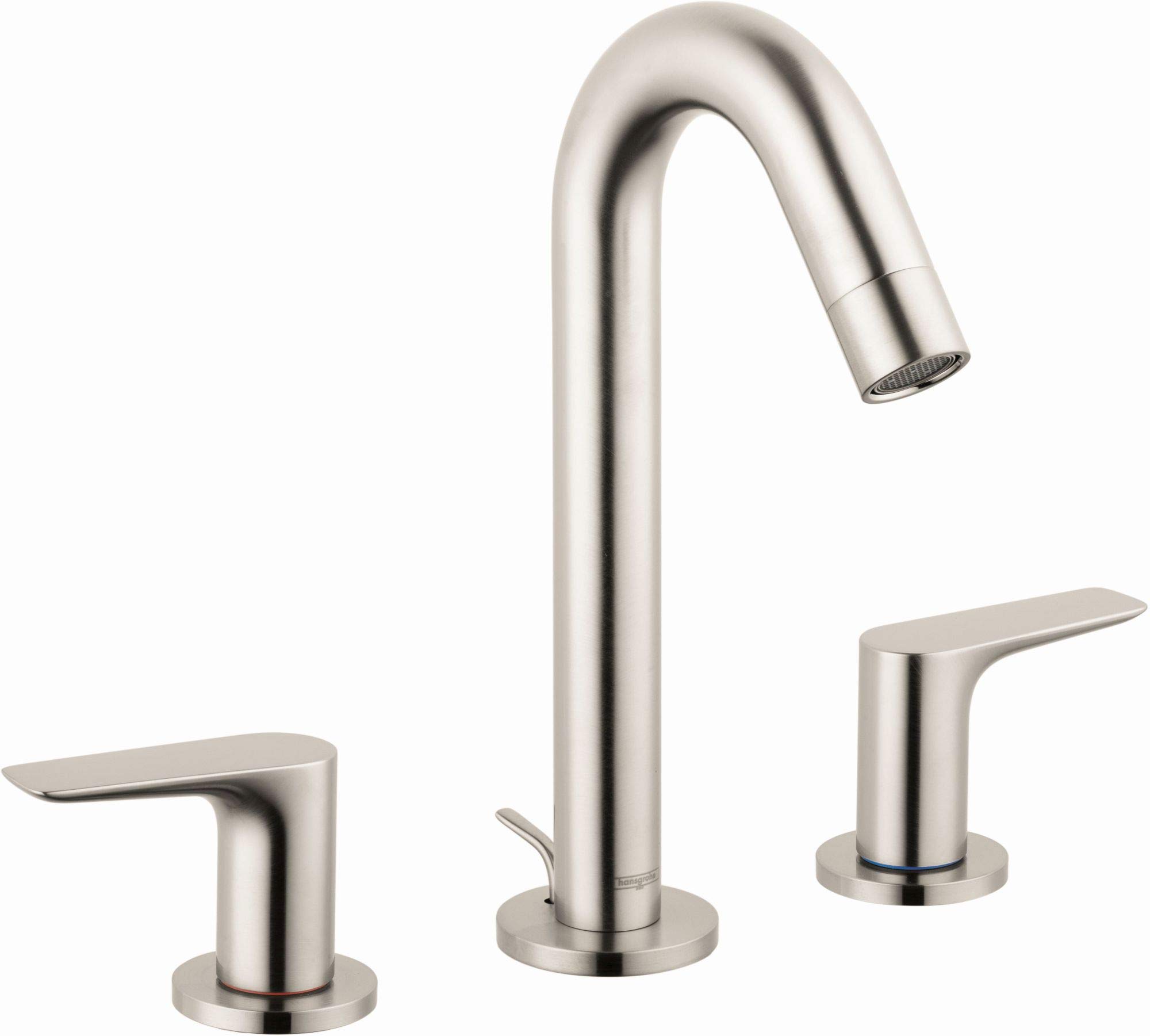 hansgrohe Logis Modern 2-Handle 9-inch Tall Bathroom Sink Faucet in Brushed Nickel, 71533821