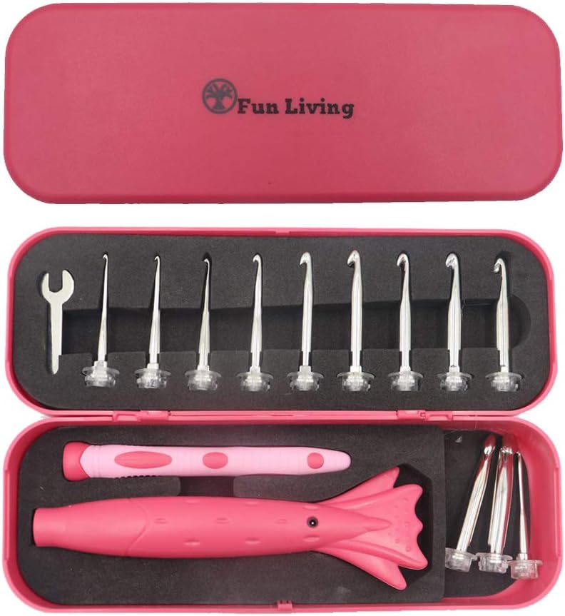 Fun Living 12 in 1 Aluminum Heads Lighted Crochet Hooks
