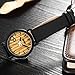 CUCOL Eco Faux Wooden Dail Leather Band Watches for Men and Women Casual Style Black Color