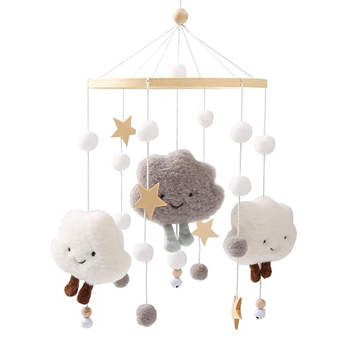 Baby Crib Mobile Wooden Wind Chime Bed Bell,Neutral Baby Crib Mobile,Baby  Mobile for Crib,Handmade Baby Mobile,Clouds Baby Ceiling Mobile Baby  Nursery