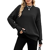 ZAFUL Womens 2025 Trendy Sweater Checkered Oversized Pullover Sweaters Side Slit Cozy Fall Winter Jumper Tops