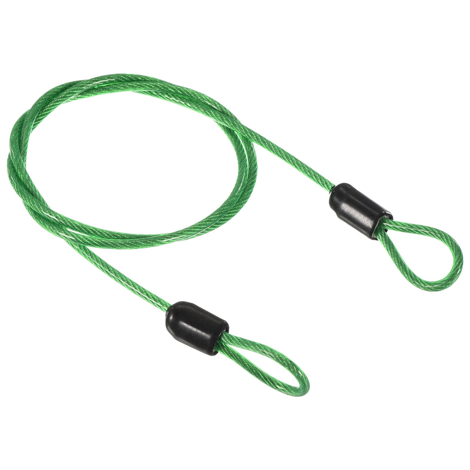 PATIKIL Security Steel Cable 2.5mm x 0.5m/1.64ft Coated Luggage Lock Wire Rope with Double Loop Green