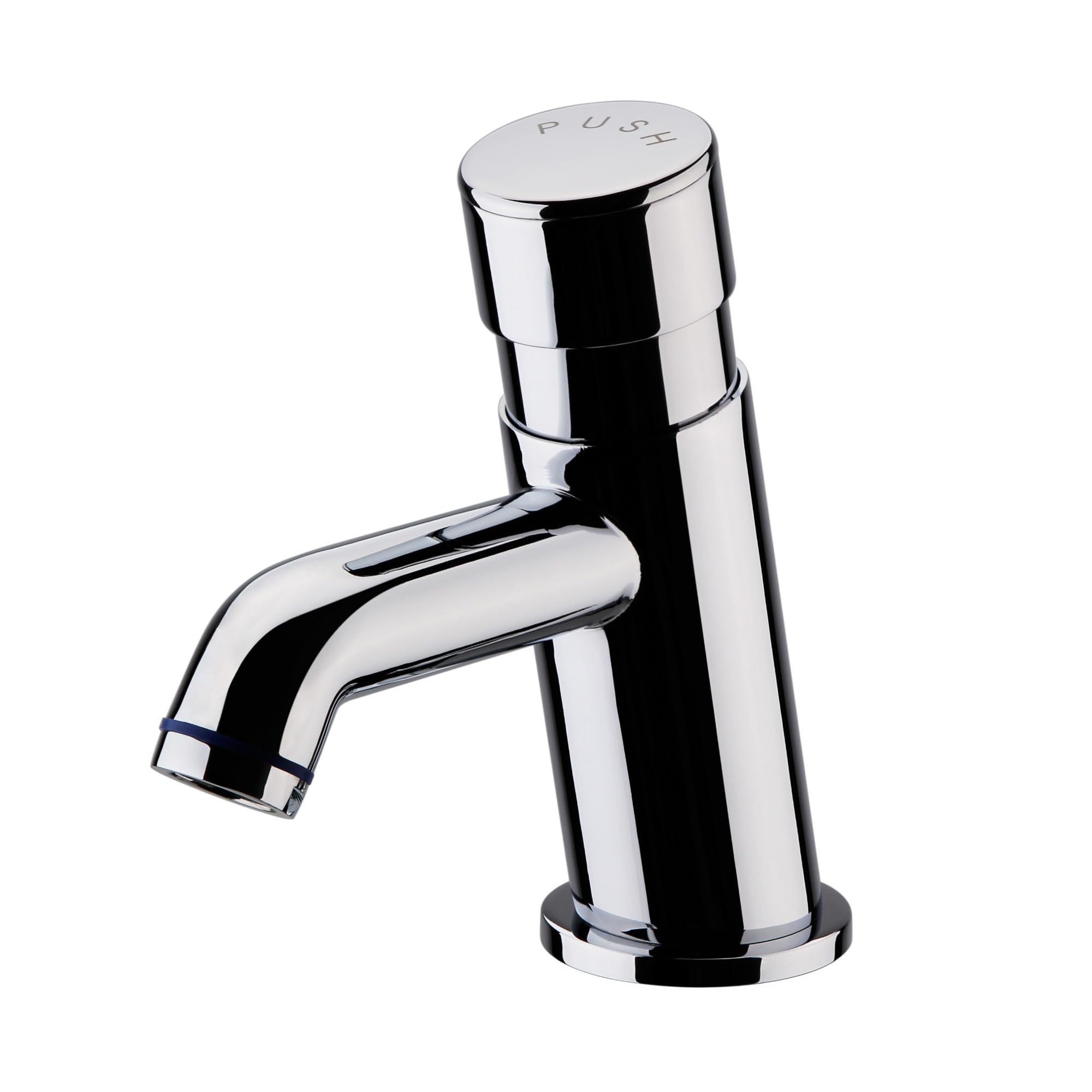 ENKI, Vision, BT4300, Self Closing Non Concussive Basin Tap Modern, for Pre-Mixed Water, Hot or Cold, Commercial Use, Adjustable Shut Off Time, Chrome