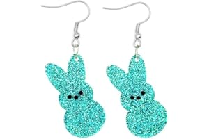 Zhang shine Easter Dangle Earrings Cute Funny Acrylic Colorful Glitter Rabbit Egg Bunny Sparkle Spring Earrings For Women Girls Fashion Holiday Happy Easter Jewelry Gift