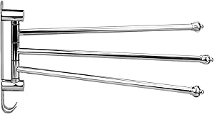 Giratoria para Toallas Toallero con barra de Acero Inoxidable 3 Brazos Colgador para Toallas Soporte de Pared Toallero de Pared-Montaje pared sin ...