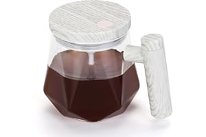 VAlinks Self Stirring Coffee Mug, Glass Electric Self Mixing Cup with Lid & Handle, 400ml Auto Self Stirring Cup To Stir Coffee, Mixed Milk, Powder (Need 2*AAA Battery)