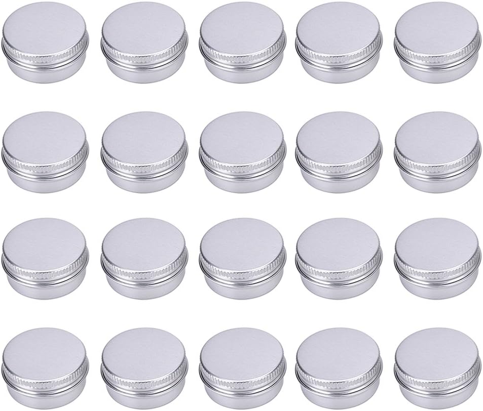 CCCYMM 20 Pcs Lip Balm Containers, Aluminum Empty Round Storage for