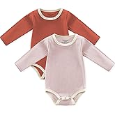 Jimonda Baby Bodysuit, 100% Organic Cotton Infant Long Sleeve Romper Gender Neutral Baby Clothes