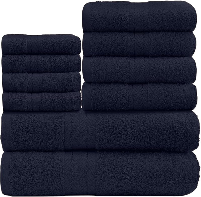 GC GAVENO CAVAILIA 10 Piece Towel Bale Set 450 GSM Navy Quick Dry Cotton