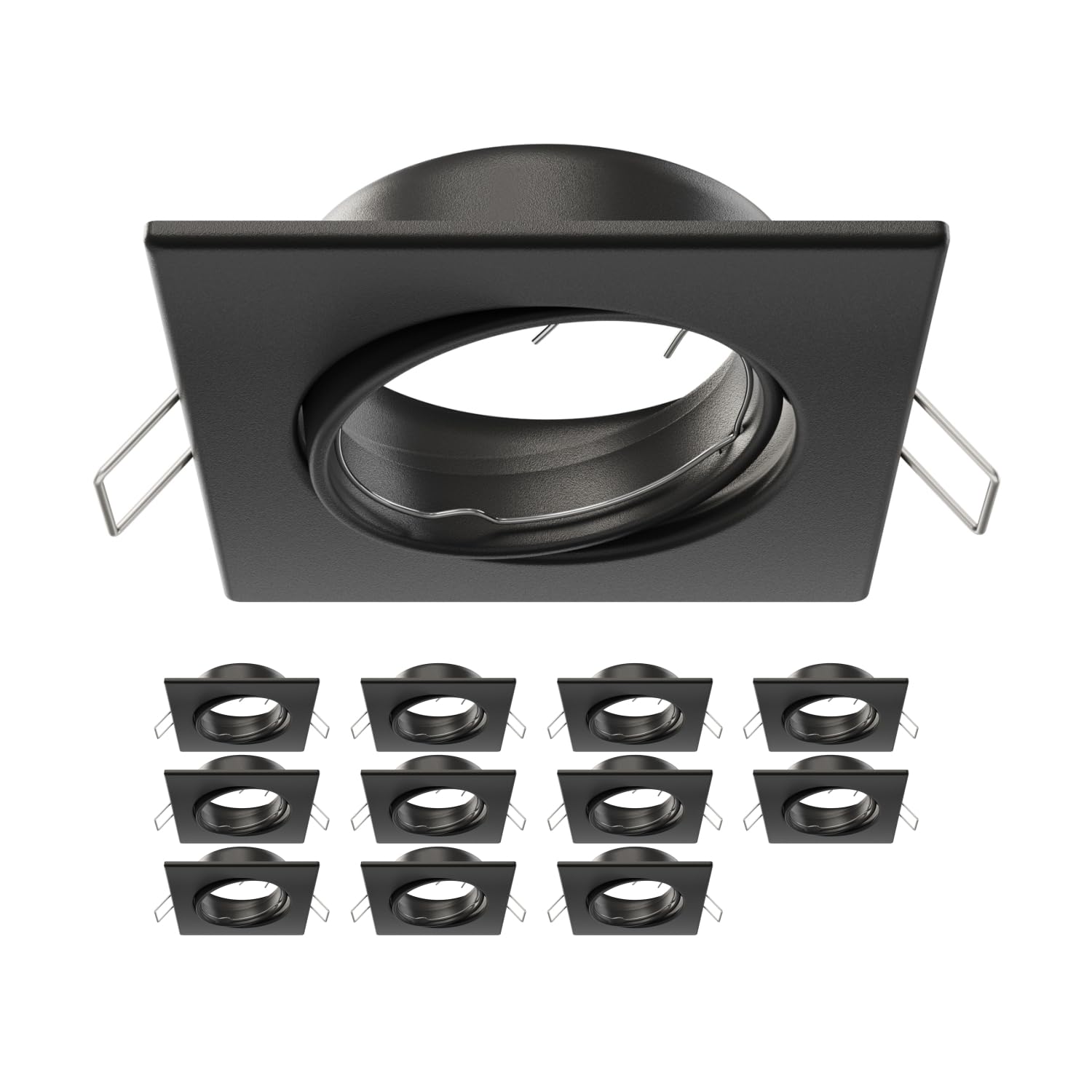 ledscom.de 12 pcs. recessed Ceiling Frame RIR, Angular, swivelling, Black matt