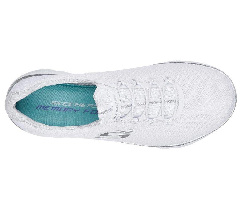 Skechers Women's Summits Sneaker, White/Silver, 9 M US