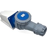 125A 3Pin Male+Surface-Mounted Receptacle Connector(Compatible with 100amp), IP67 Industrial Waterproof Connector Plug &amp; Socket,Wall Mounted Plug(1Set),IEC60309 220V-250V 2P+E 6H
