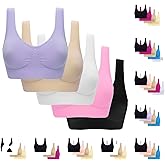5 Pack Sport Bras for Women High Impact Support Wireless Bra Seamless Comfortable Breathable Push Up Bra