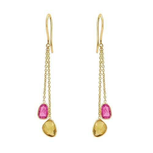 18KT Yellow Gold and Sapphire Drop Earrings for Women