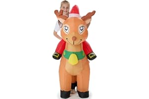 VioraWhite Christmas Inflatable Costume for Kids Blow up Funny Riding on Costume for Children Boy Girl Party Cosplay Outfit