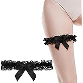 Tyqour Wedding Garter for Bride Black Garter Belt with Bowknot Wedding Garters Classic Party Accessories for Women Girls