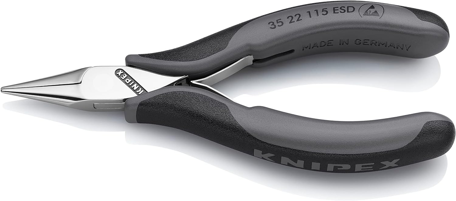 KNIPEX Electronics Pliers ESD with Box Joint Self-Service Card with Multi-Component Handles 115 mm, 35 22 115 ESD SB