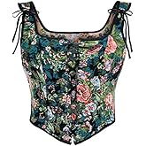 Women's Renaissance Corset Floral Lace Up Boned Bustier Vintage Corset Bodice