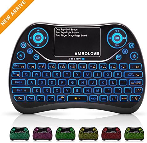(Updated 2018, 7-Color Backlit) Wireless Mini Keyboard with Touchpad Mouse and Multimedia Keys, 2.4GHZ USB Handheld Rechargable Remote Keyboard for PC,PAD,Smart TV Google Android TV Box,HTPC,IPTV,PS4