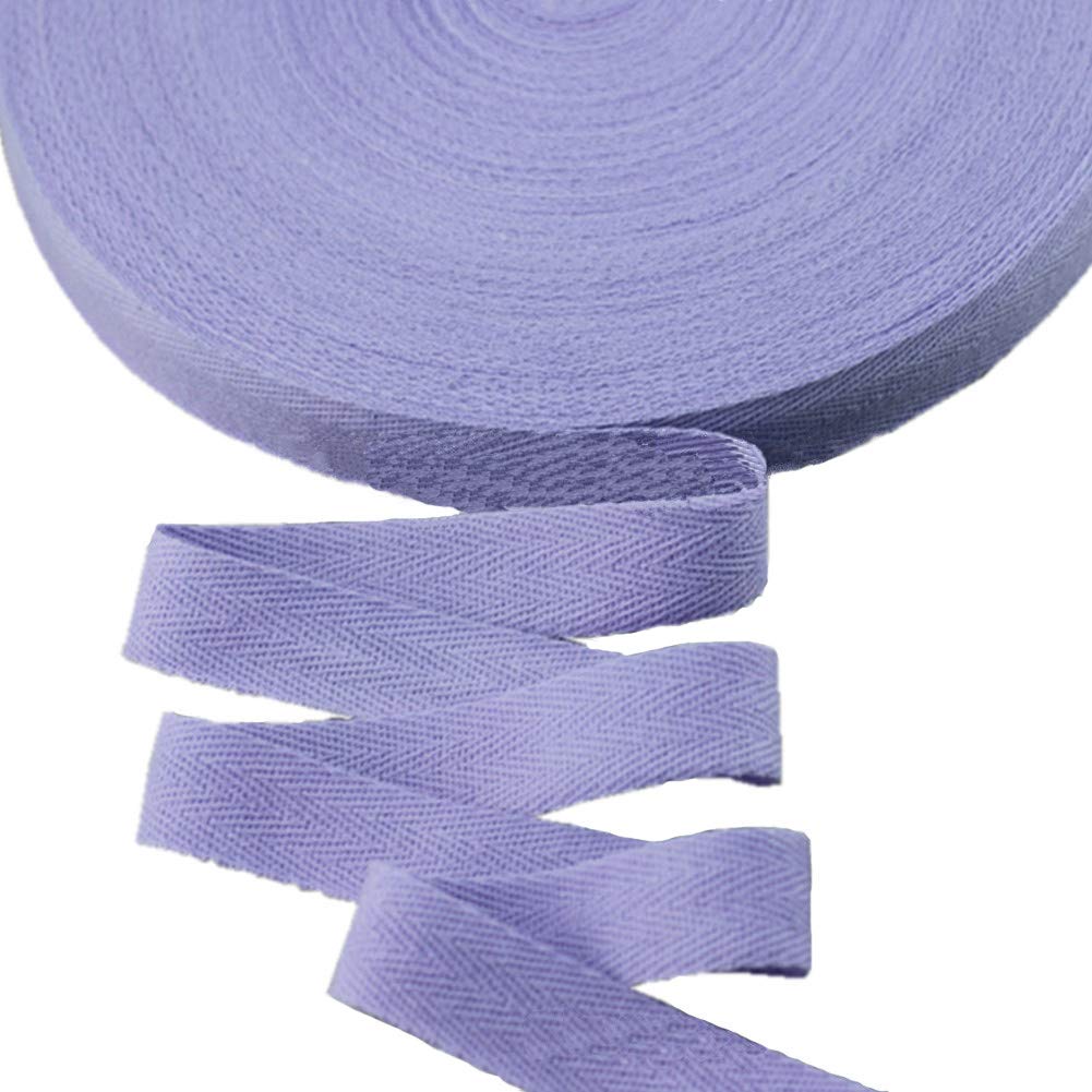 45meters Cotton Ribbon Herringbone Webbing Trim Fabric Tape Tapestry for Bias Binding Gift Wrapping Embellishment Craft Width 20mm (Light Blue Violet)