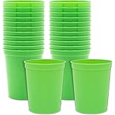 BLUE PANDA 16 Oz Lime Green Stadium Cups - Plastic Cups Reusable & Dishwasher Safe - Party Favor Tumblers & Green Plastic Cup - 24 Count