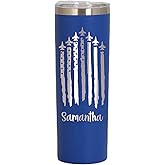 Personalized 20oz Skinny Tumbler for Veteran Air Force Mug, Quadcopter Gift, Flag Pilot, Flight Attendant Cup, Laser Engraved, Vacuum Insulated, Stainless Steel with Lid & Straw - By LegacyCuts