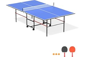 HIMCUP 8ft Mid-Size Table Tennis Table,Multiple Styles, 2 Table Tennis Paddles and 3 Balls, Foldable for Easy Storage with Nets Included, Perfect for Family Game Rooms