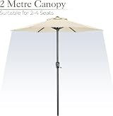 Christow Garden Parasol Umbrella Polyester Canopy Steel Sunshade with Crank view 3