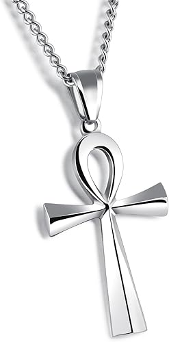 Amazon Mfys Jewelry ファッション メンズ アクセサリー シルバー 十字架 古代エジプト アンク クロス ペンダント ネックレス チェーン付 専用ジュエリーbox付 シルバー ネックレス 通販