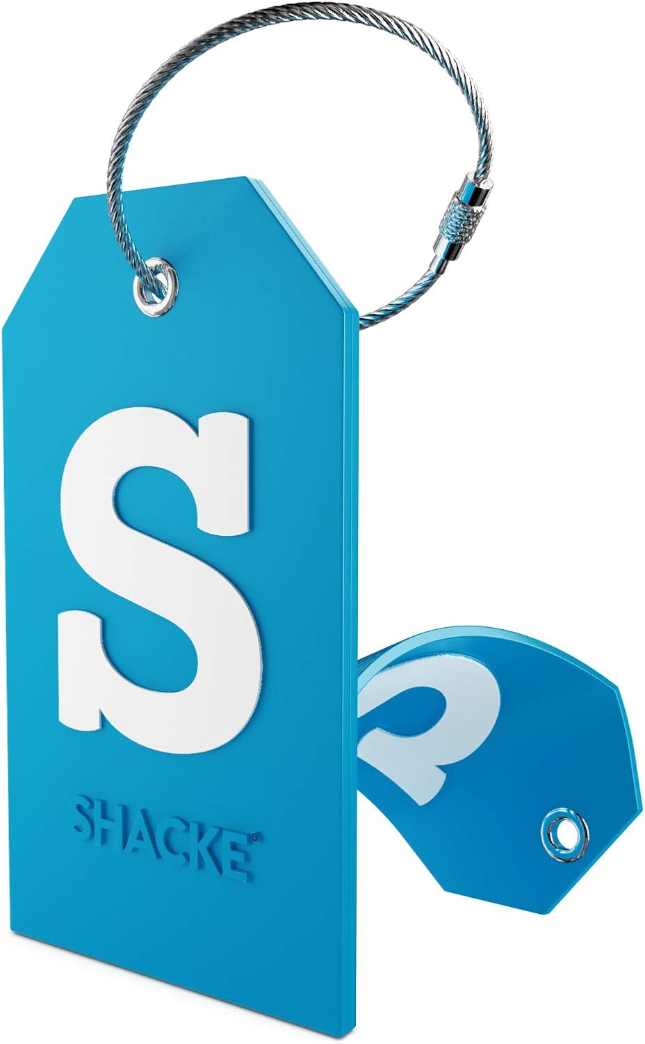  | Initial Luggage Tag with Full Privacy Cover and Stainless Steel Loop (Aqua Teal) (S) | Luggage Tags