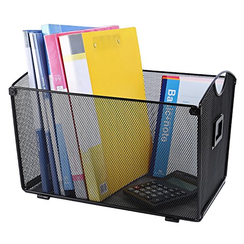 CRUODA Mesh Desktop Tub File Sorter Tray Organizer, Black, for