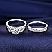 Bamoer 18K Set of 2 White Gold Plated Brass Rings Cubic Zirconium Men and Women Finger Ring Jewelry (6)