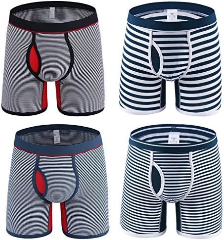 Men's 4 Pack Breathable Cotton Fiber Boxer Briefs Classic Stripe US M Asia Tag XL  Waist 31 34 inch