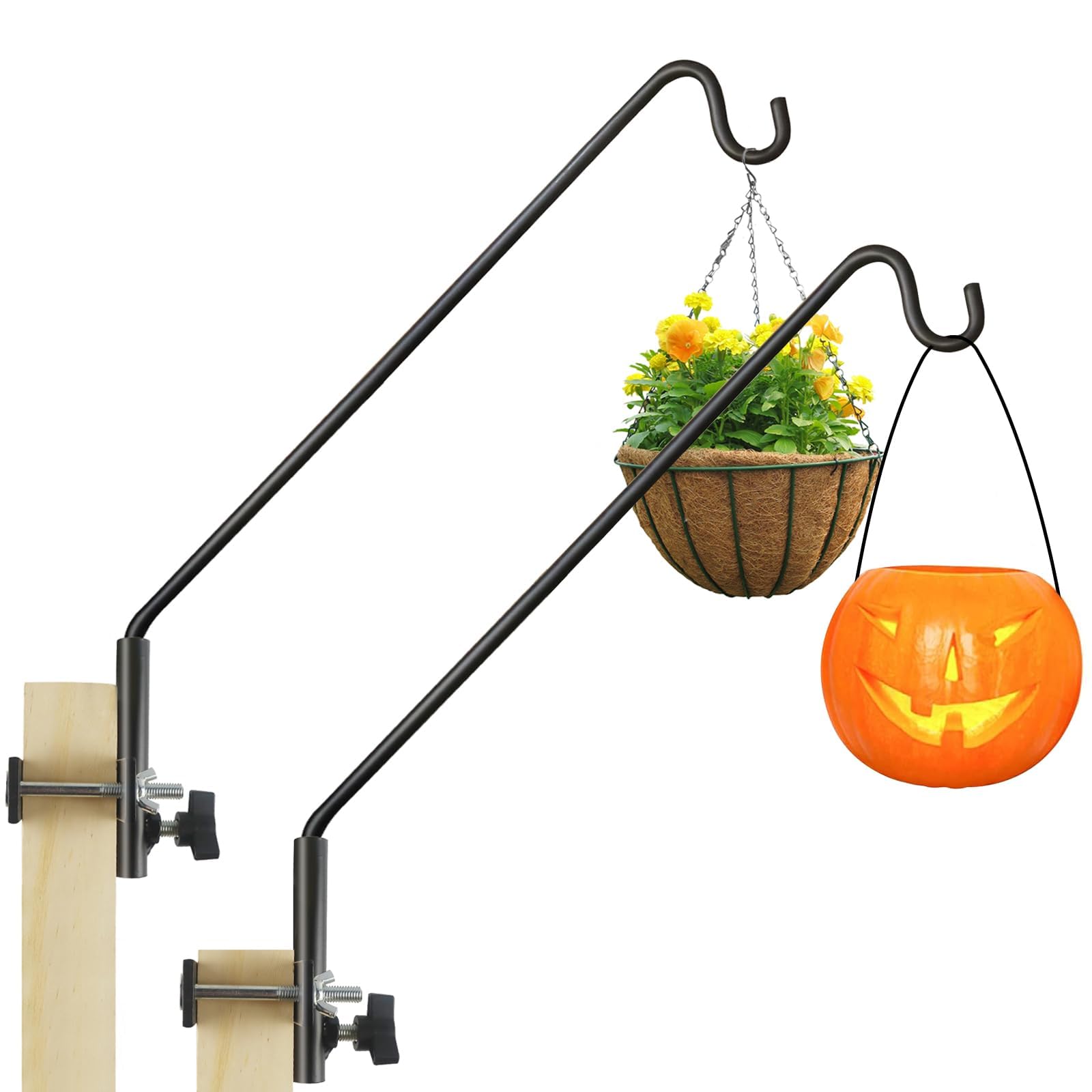 Photo 1 of 2 Packs Extended Fence Deck Heavy Duty Bird Feeder Hook, 360 Degree Rotary and Length Adjustable Plant Bracket for Bird Feeders Planters Suet Baskets Lanterns Wind Chimes and More