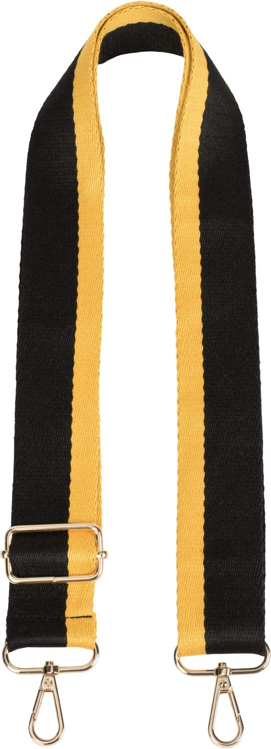styleBREAKER Pockets shoulder strap striped, interchangeable bag strap with snap hook, adjustable, unisex 02013016, Colour:Black-Yellow