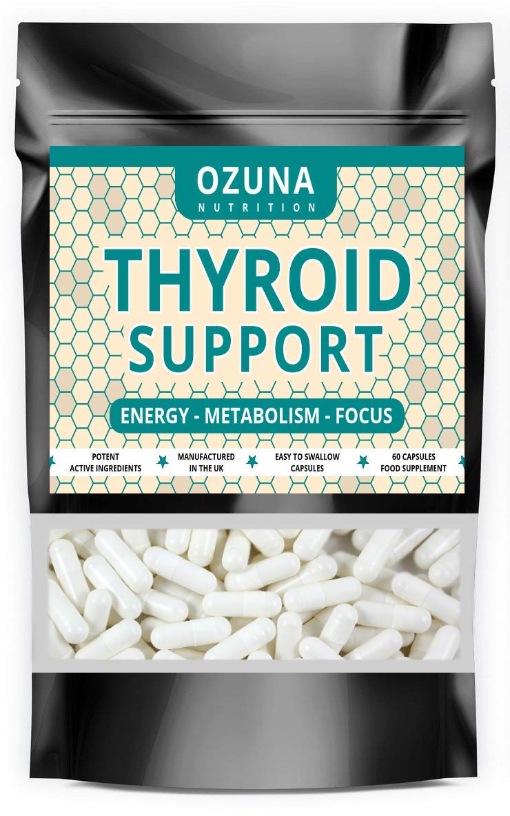 Thyroid Support Supplement - 60 Vegetarian Capsules - with Myo inositol, L-Tyrosine & Natural Iodine from Kelp - Energy & Focus Formula - UK Made - 1 Month Supply