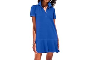 YEXPINE Polo Dress for Women Short Sleeve Ruffle Hem Golf Tennis Workout Dress Pleated Summer Mini Dresses