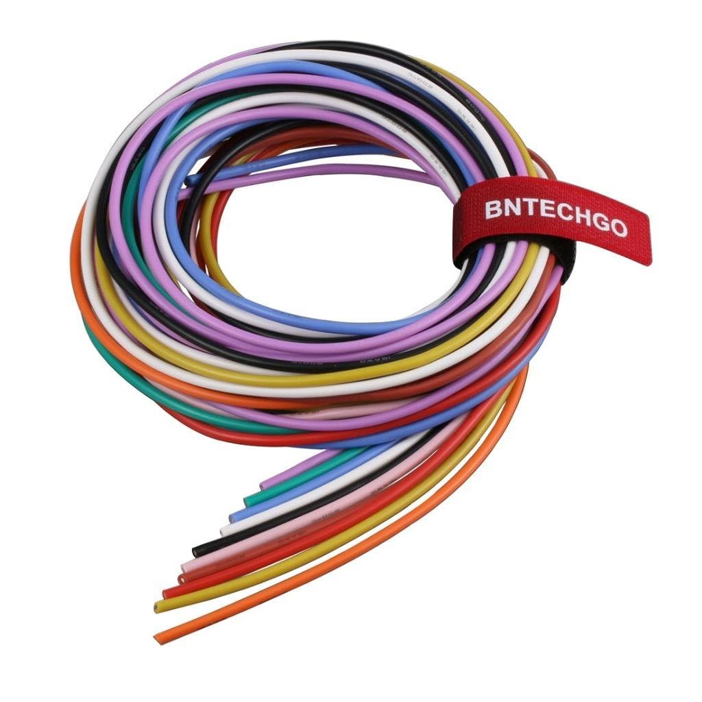 BNTECHGO 16 Gauge Silicone Wire Kit Ultra Flexible 10 Color High Resistant 200 deg C 600V Silicone Rubber Insulation 16 AWG Silicone Wire 252 Strands of Tinned Copper Wire Stranded Wire Cable