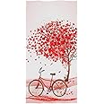 Naanle Stylish Valentine's Day Romantic Heart Tree and Bike Print Soft Absorbent Large Hand Towels Multipurpose for Bathroom, Hotel, Gym and Spa (16" x 30")