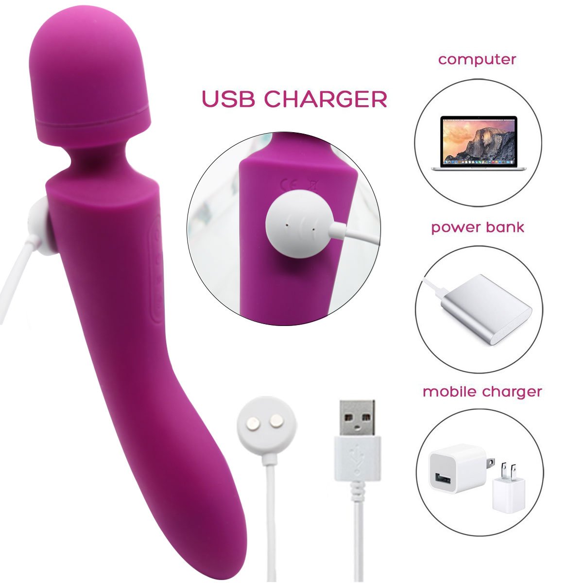 Fever Magic Wand Massager - Two Vibrations 10 Frequency Vibration - Vibratore wireless - Tail Fever Massaggio completo per il corpo - 100% impermeabile - Recupero portatile per il massaggio del muscolo portatile - Promuove la circolazione s