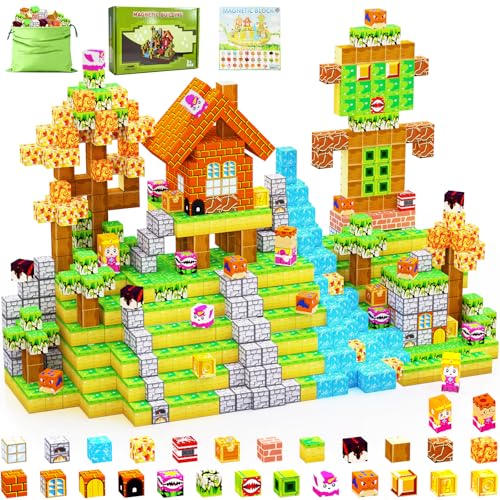 200 PCS Magnetic Building Blocks, 0.8 Inches Magnet Toys for Kids, Stacking Magnetic Building Cubes, STEM Montessori Sensory Stacking Blocks for Kids Ages 3-4-5-6-7-8-9-10 Christmas Birthday Gifts