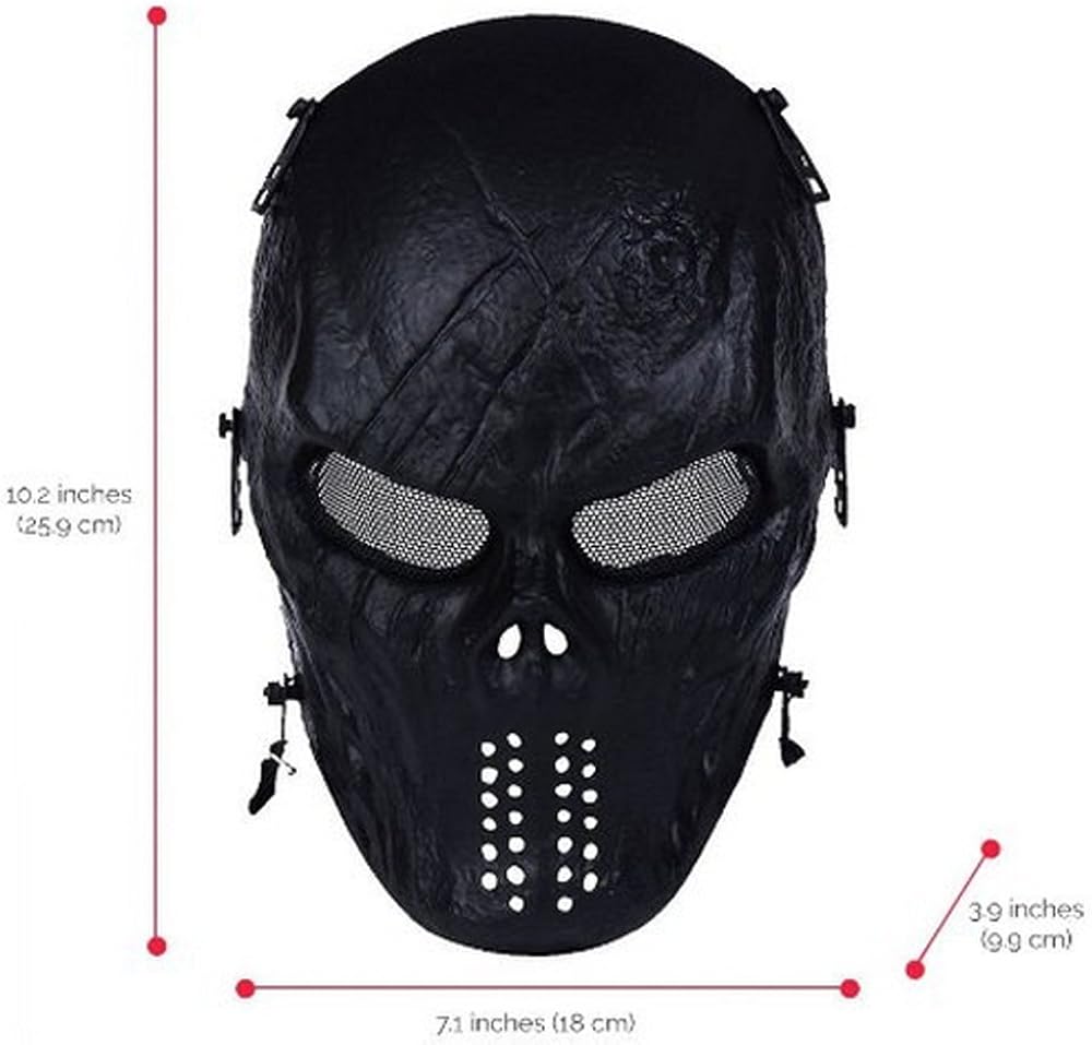 Tactical Mask Skull Full Face with Metal Mesh Eye Protection-Airsoft/BB Gun/CS Game-Zombie Masks Heads Scary for Cosplay Party Halloween Tricky Man&Women : Clothing