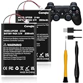 Conqto (2 Pack) Battery for PS3 Controller, (2000mAh) 2026 Upgraded High Capacity Batteries for Sony PlayStation 3 Dualshock 3 CECHZC2E CECHZC2U Controller with USB Cable and Repair Tool Kit