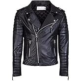 DECIMAL Men's Black REAL Lambskin Leather Biker Jacket VINTAGE GENUINE MOTORCYCLE JACKETS FOR MEN