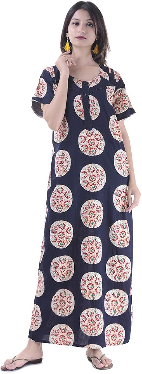 Amazon.com: Indian Womens Casual Loungewear Simple Neck Lace Sleepwear