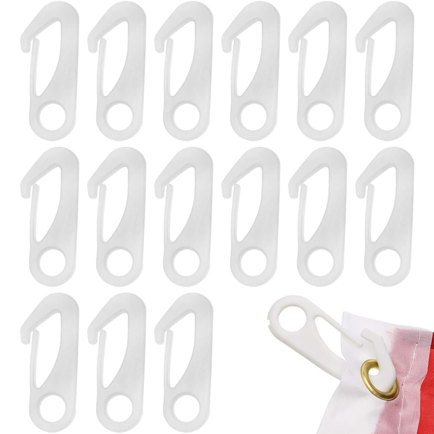 ZEACCT 15-Piece Nylon Flag Pole Clips, Durable Snap Hooks for Attaching Flags to Poles, Secure and Easy-to-Use Rope Clips for Outdoor and Indoor Use