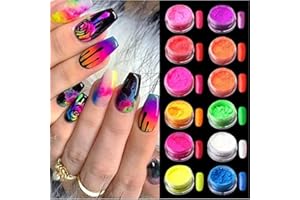 MAJOR DIJIT Neon Phosphor Pigment Powder Set Fluorescent Nail Glitter Eye Powder Manicure Decoration Nail Art Dust Pigment Paillettes