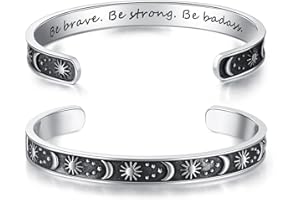 TONY & SANDY Inspirational Bracelets for Women Teen Girls Personalized Gifts for Daughter Granddaughter Mom Sister Friends Stainless Steel Engraved Cuff Birthday Easter Christmas